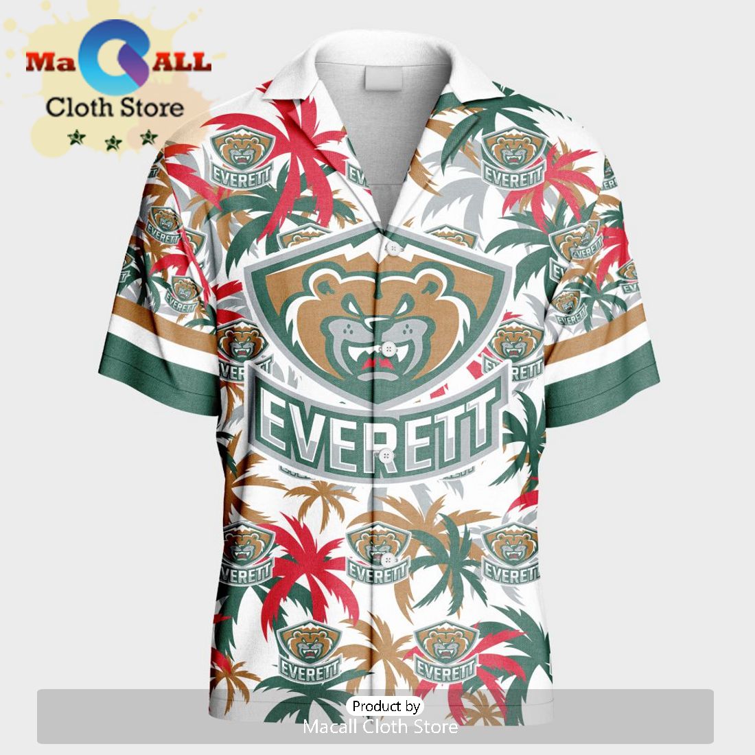 Custom Everett Silvertips Hawaiian Shirt And Short Pant Using Away Jersey