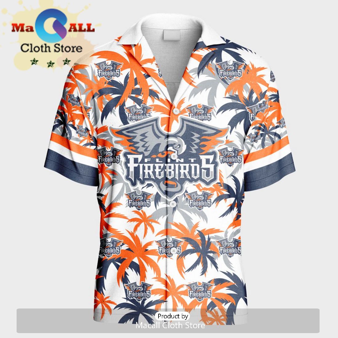 Custom Flint Firebirds Hawaiian Shirt And Short Pant Using Away Jersey