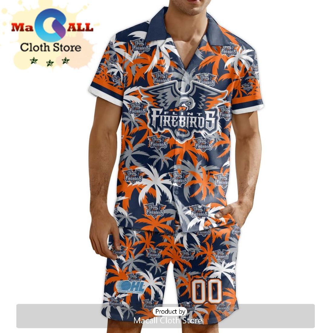 Custom Flint Firebirds Hawaiian Shirt And Short Pant Using Home Jersey