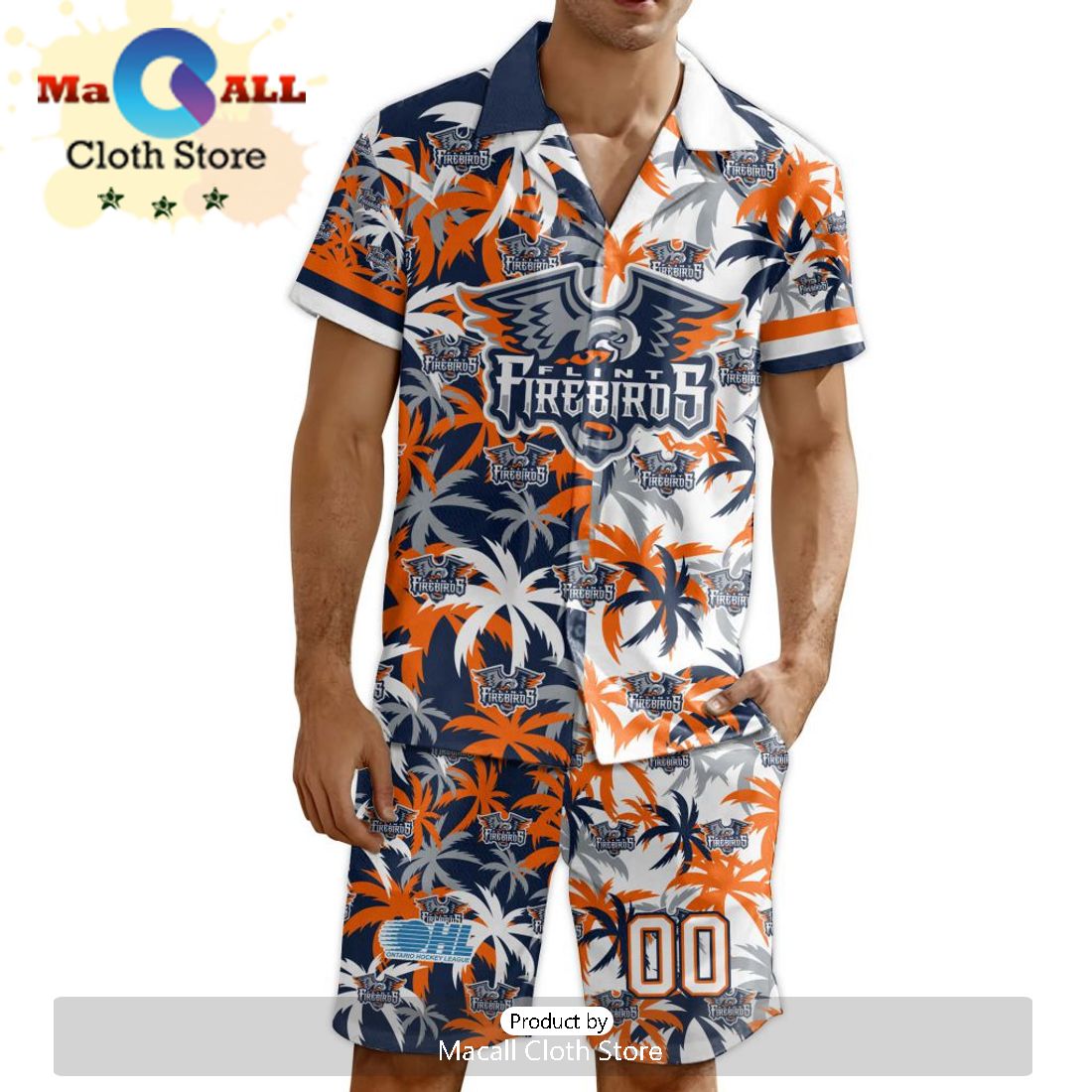 Custom Flint Firebirds Hawaiian Shirt And Short Pant Using Mix Home Away Jersey