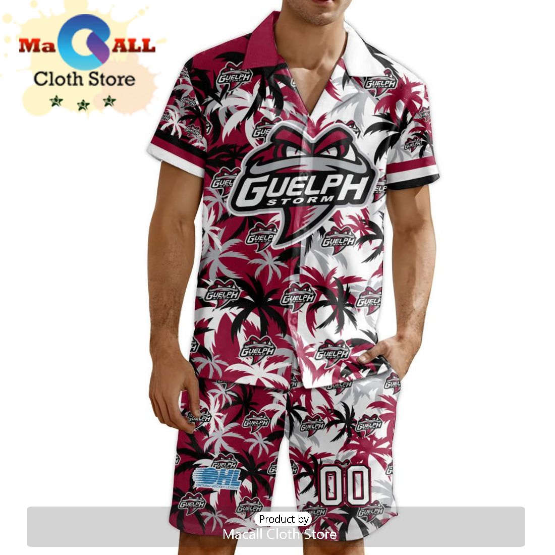 Custom Guelph Storm Hawaiian Shirt And Short Pant Using Mix Home Away Jersey