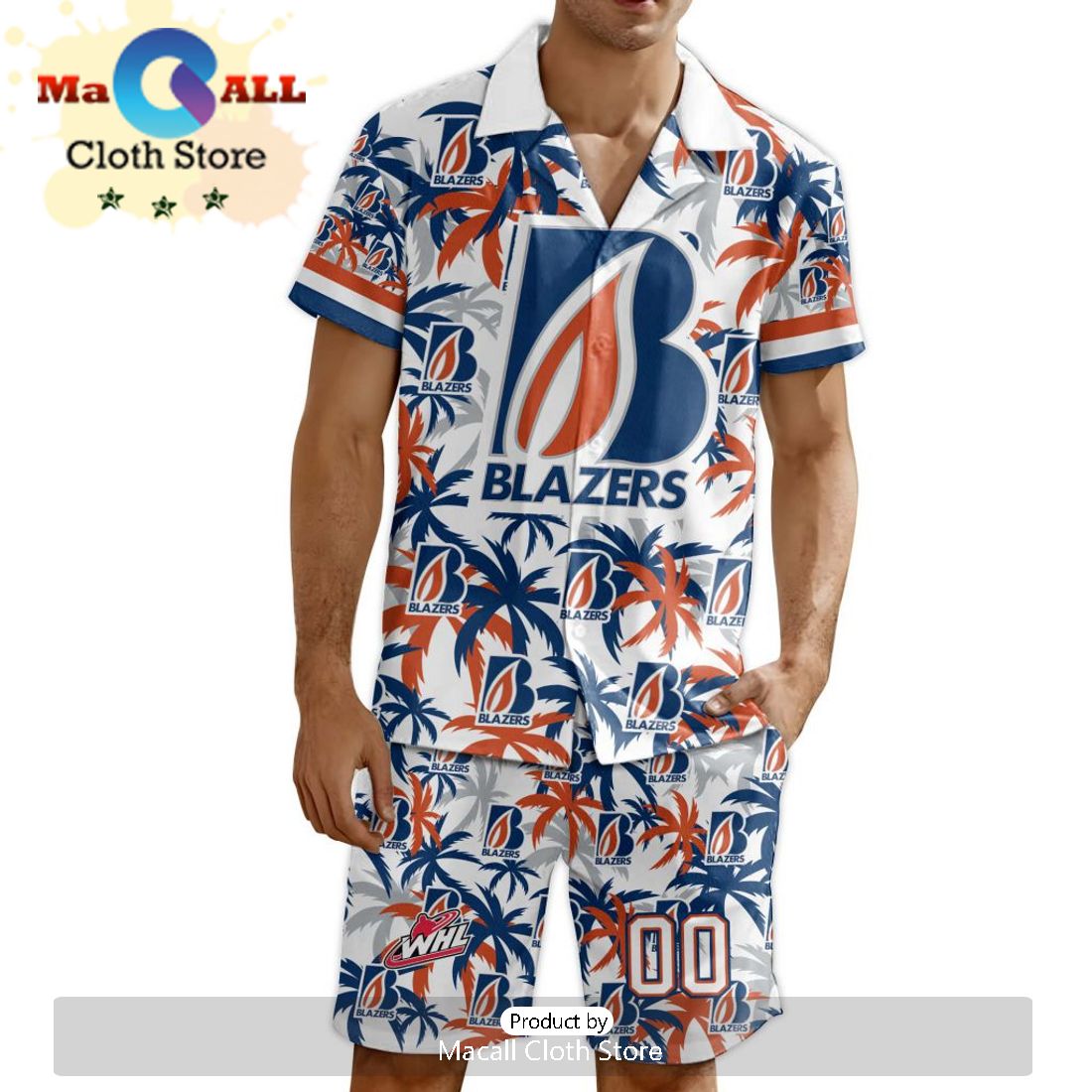 Custom Kamloops Blazers Hawaiian Shirt And Short Pant Using Away Jersey