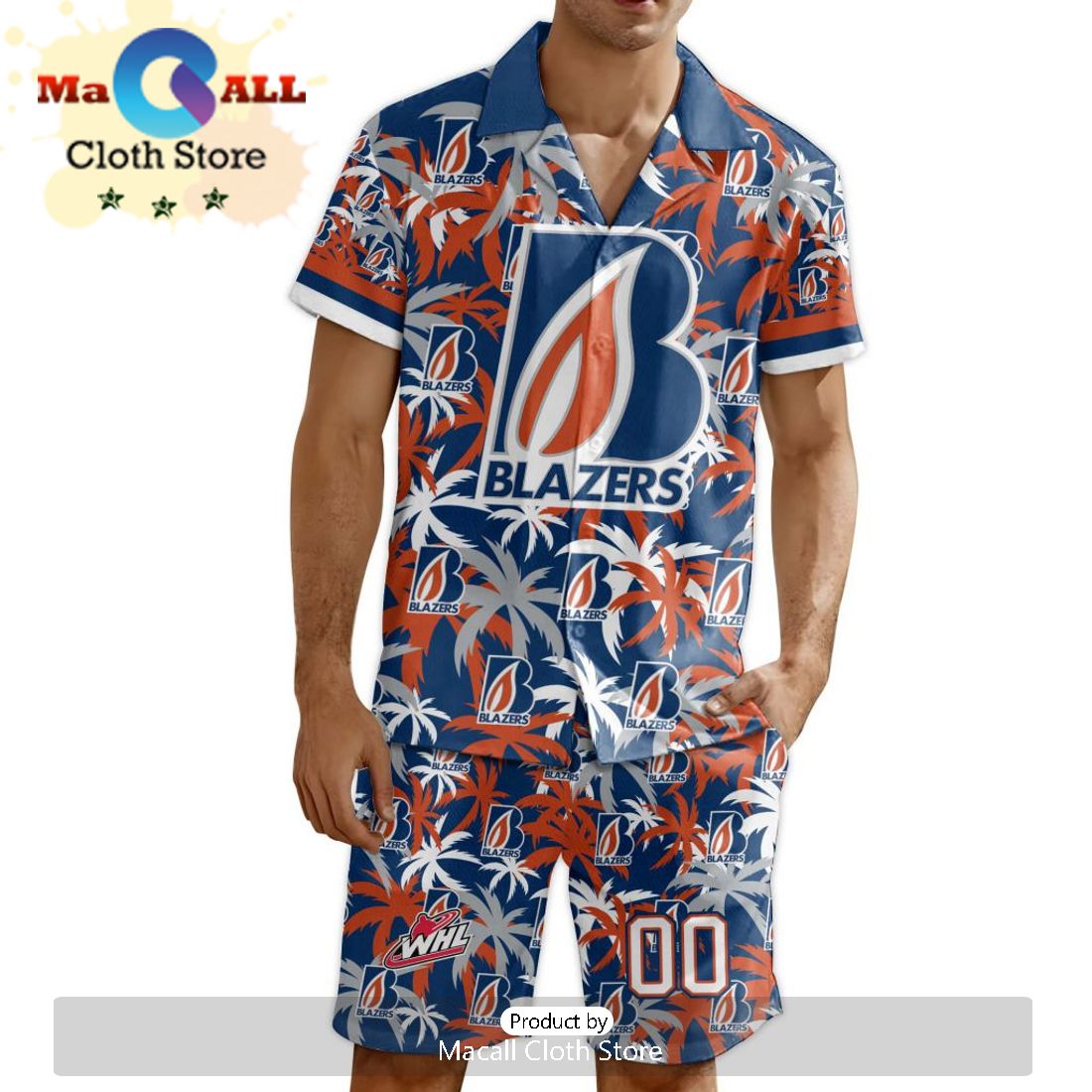 Custom Kamloops Blazers Hawaiian Shirt And Short Pant Using Home Jersey