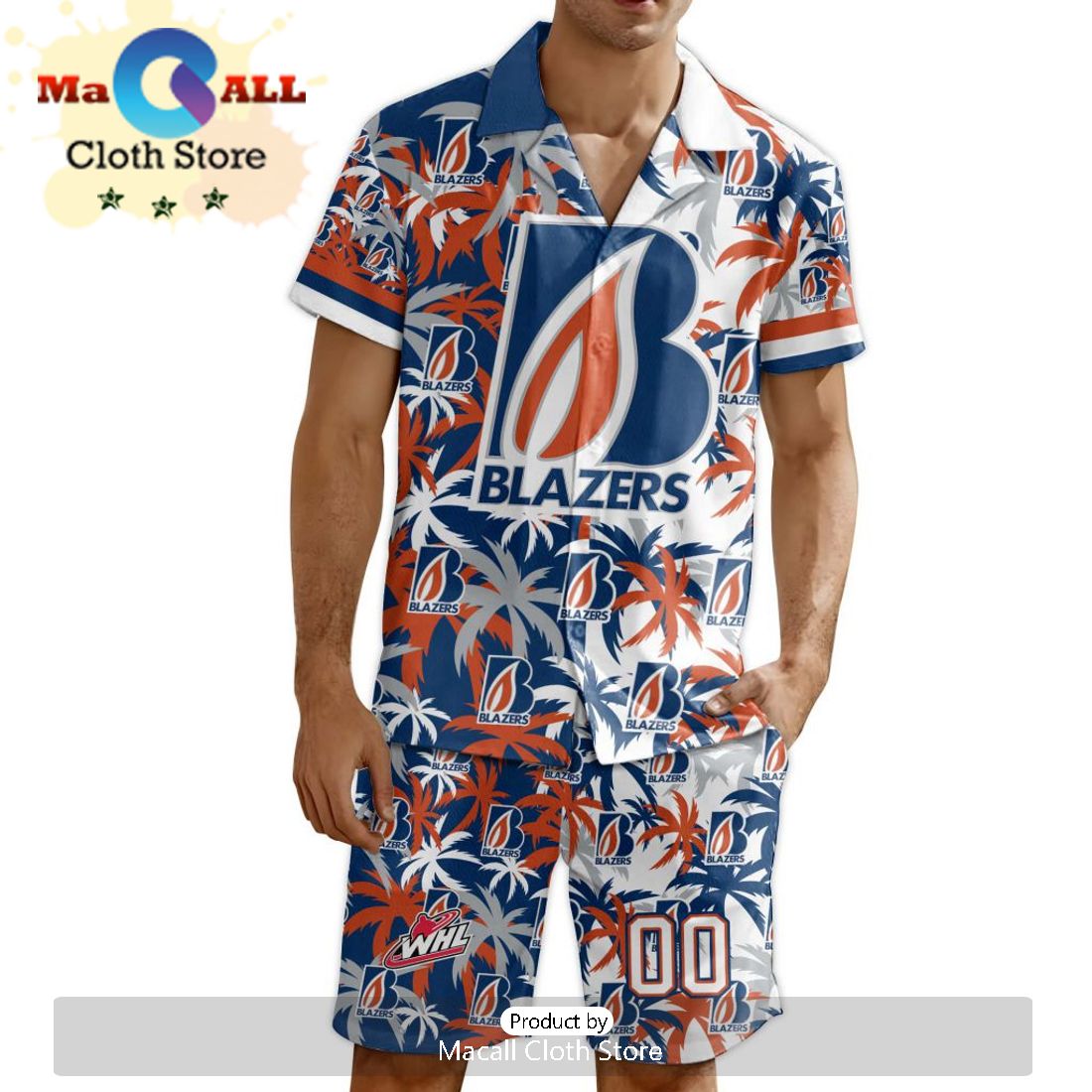 Custom Kamloops Blazers Hawaiian Shirt And Short Pant Using Mix Home Away Jersey