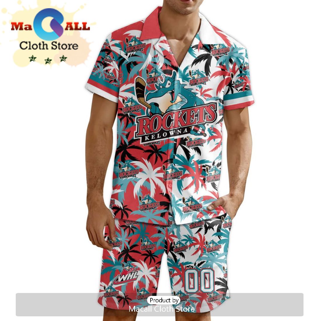 Custom Kelowna Rockets Hawaiian Shirt And Short Pant Using Mix Home Away Jersey