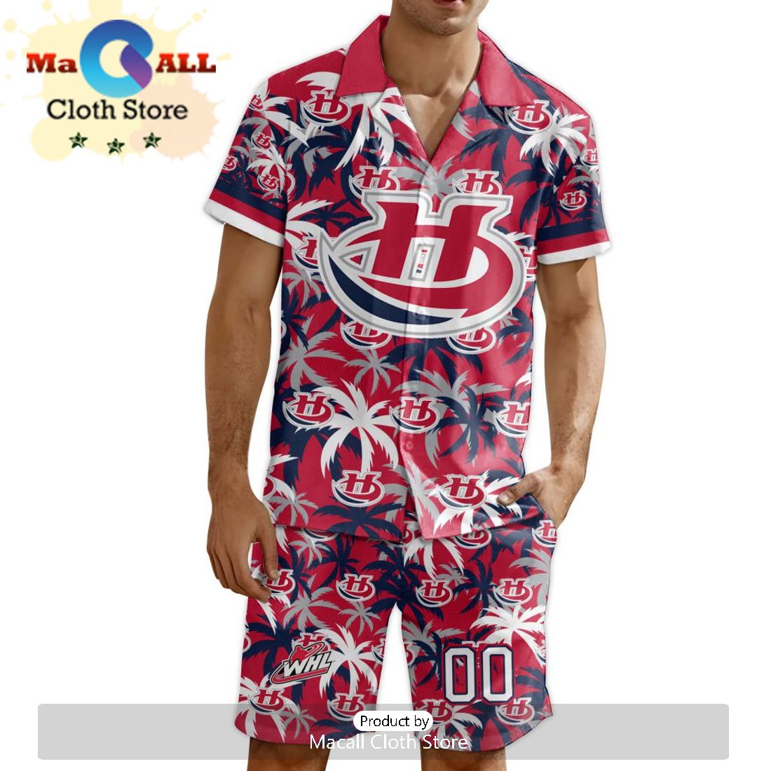 Custom Lethbridge Hurricanes Hawaiian Shirt And Short Pant Using Home Jersey