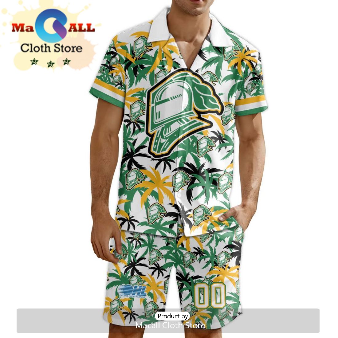 Custom London Knights Hawaiian Shirt And Short Pant Using Away Jersey