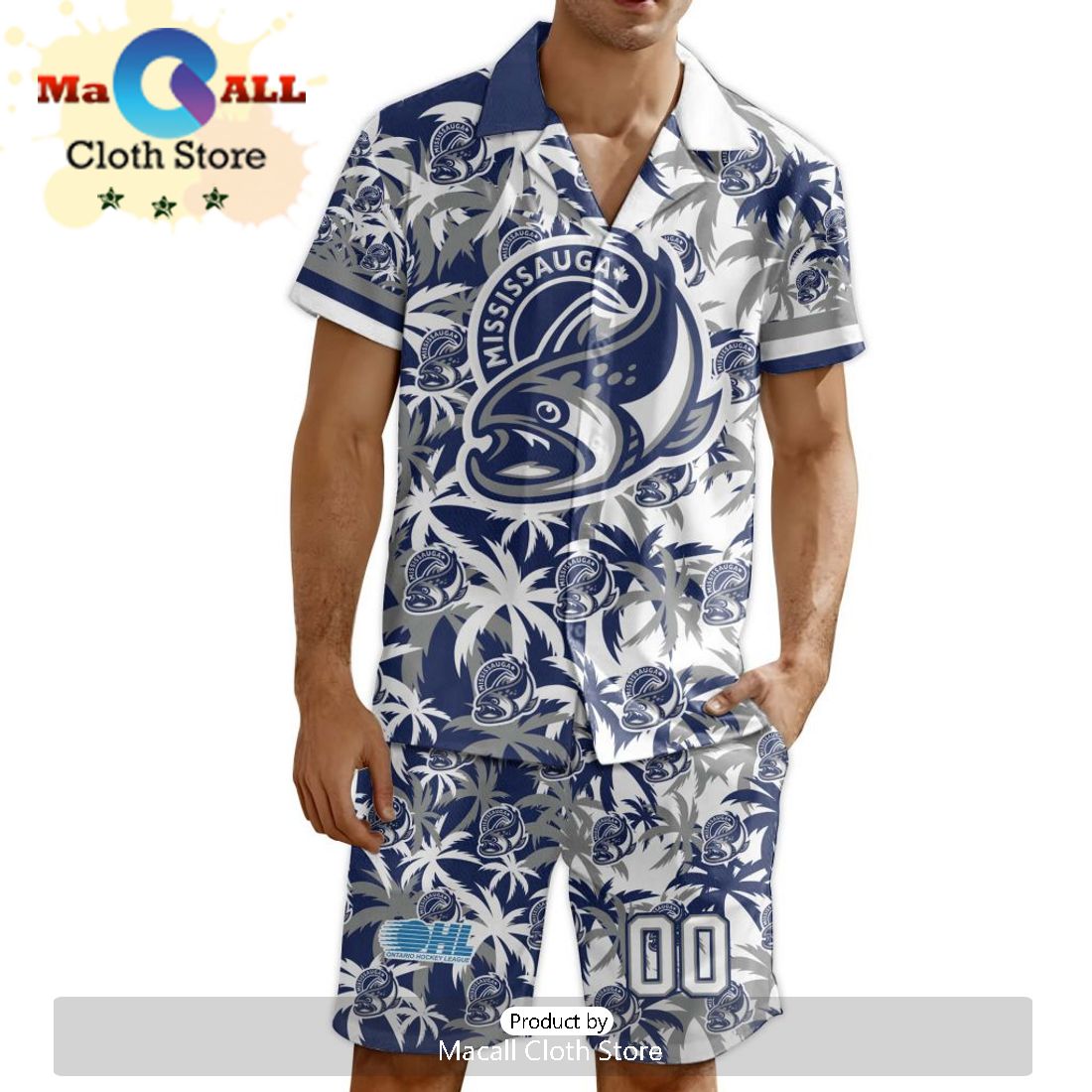 Custom Mississauga Steelheads Hawaiian Shirt And Short Pant Using Mix Home Away Jersey