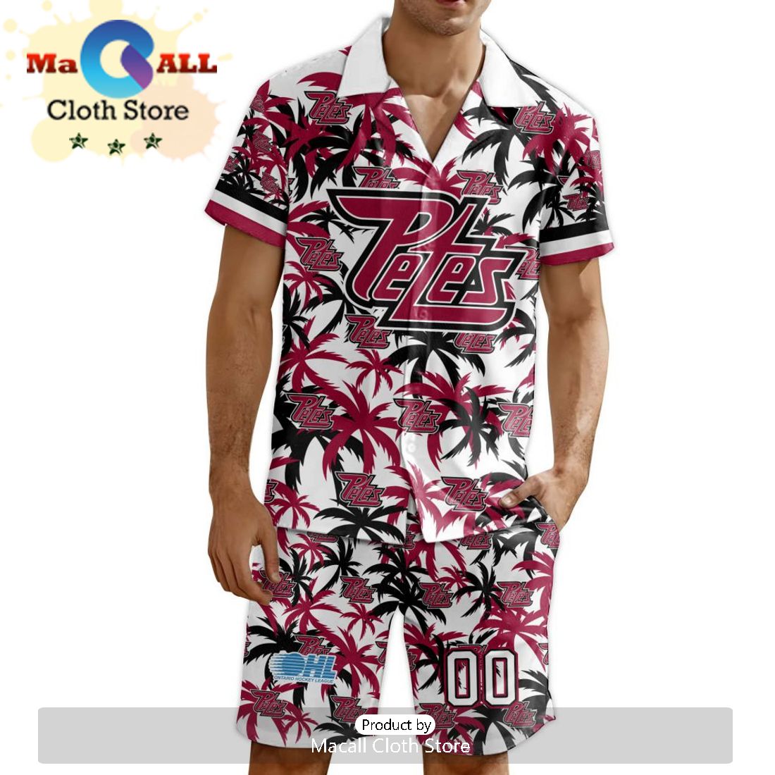 Custom Peterborough Petes Hawaiian Shirt And Short Pant Using Away Jersey