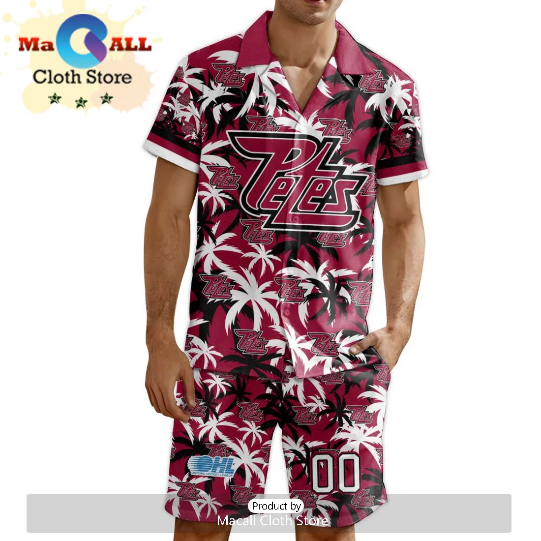 Custom Peterborough Petes Hawaiian Shirt And Short Pant Using Home Jersey