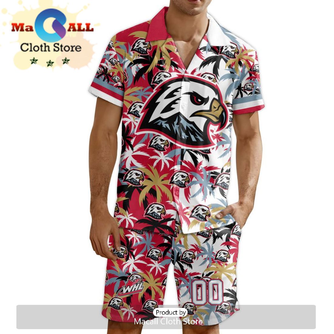 Custom Portland Winterhawks Hawaiian Shirt And Short Pant Using Mix Home Away Jersey