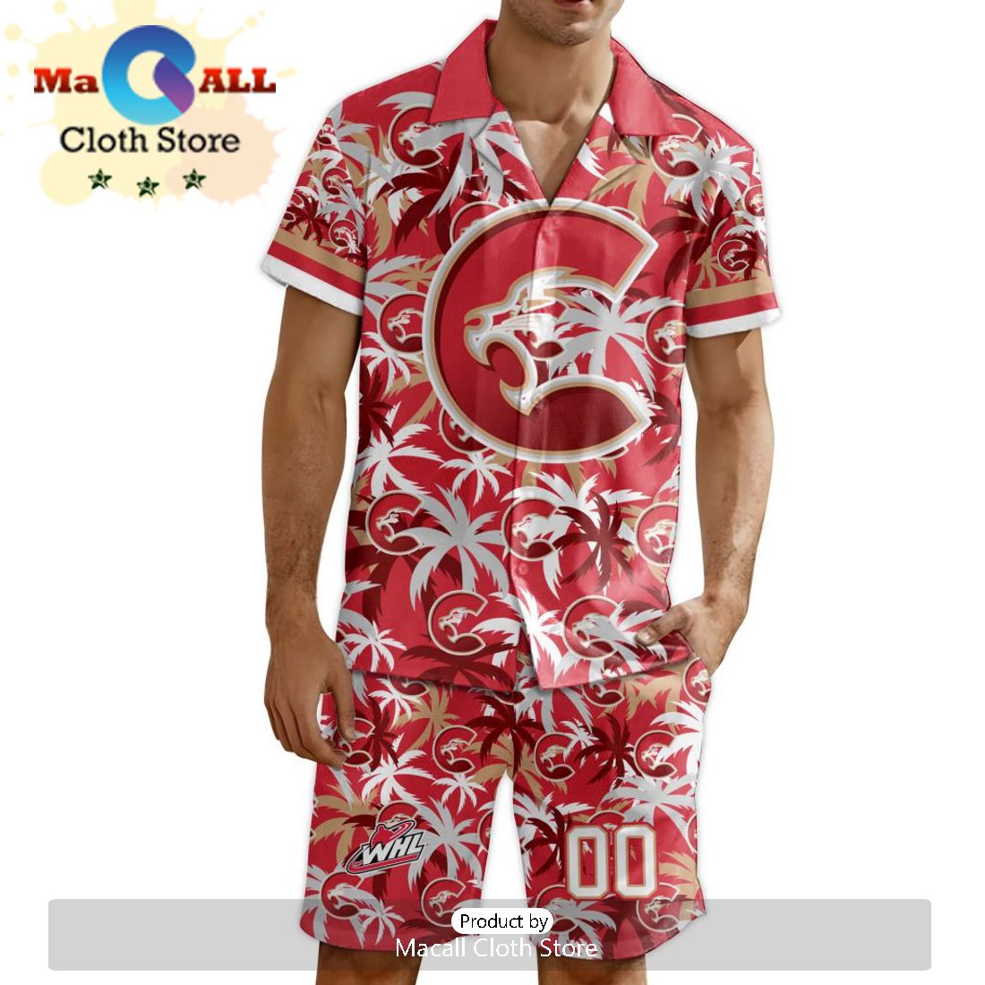 Custom Prince George Cougars Hawaiian Shirt And Short Pant Using Home Jersey