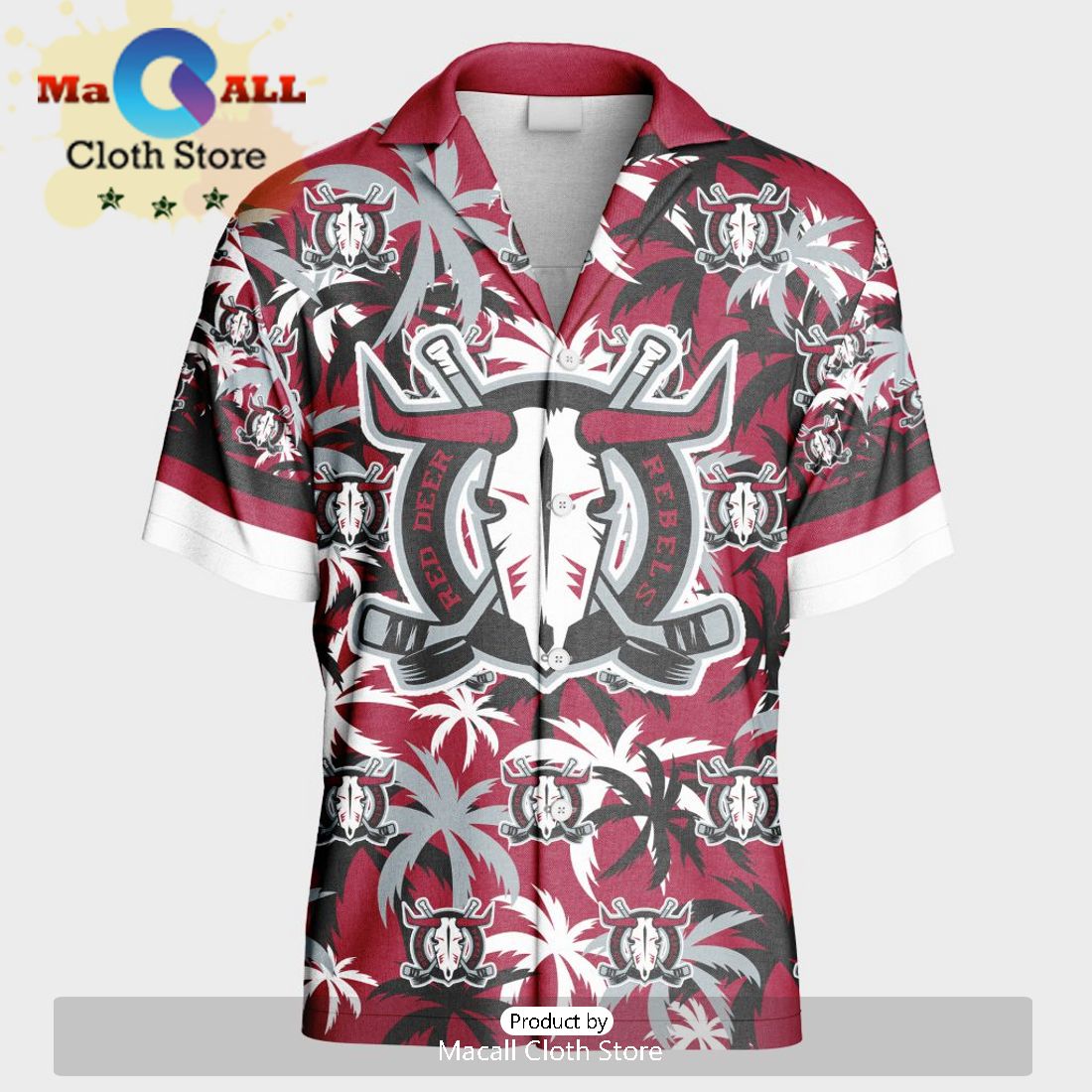 Custom Red Deer Rebels Hawaiian Shirt And Short Pant Using Home Jersey