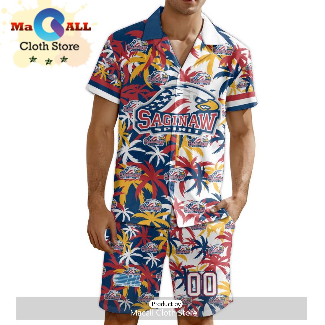 Custom Saginaw Spirit Hawaiian Shirt And Short Pant Using Mix Home Away Jersey