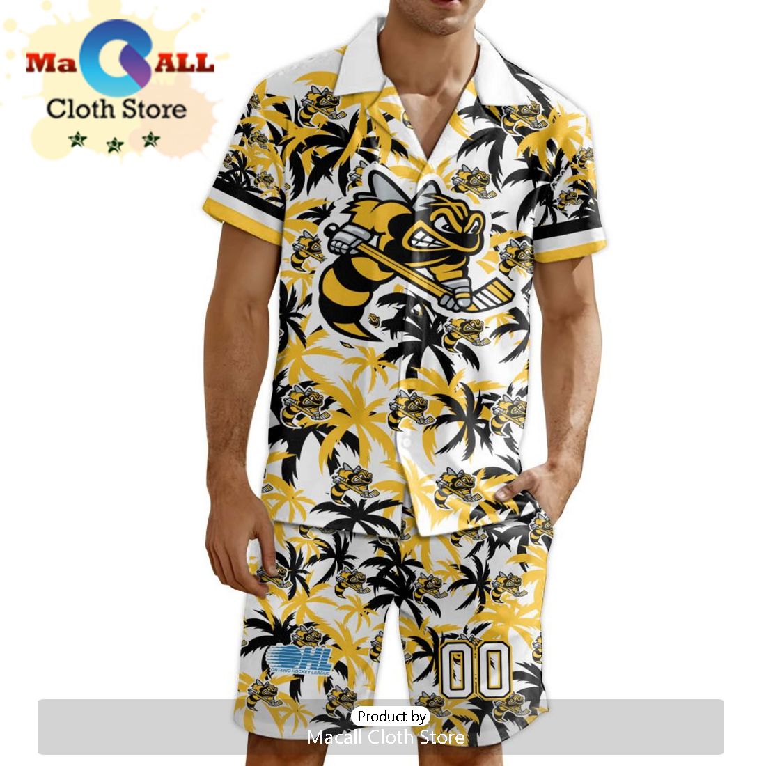 Custom Sarnia Sting Hawaiian Shirt And Short Pant Using Away Jersey