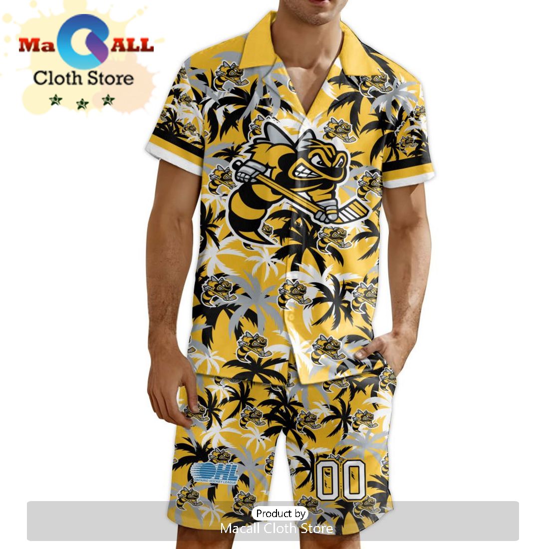 Custom Sarnia Sting Hawaiian Shirt And Short Pant Using Home Jersey