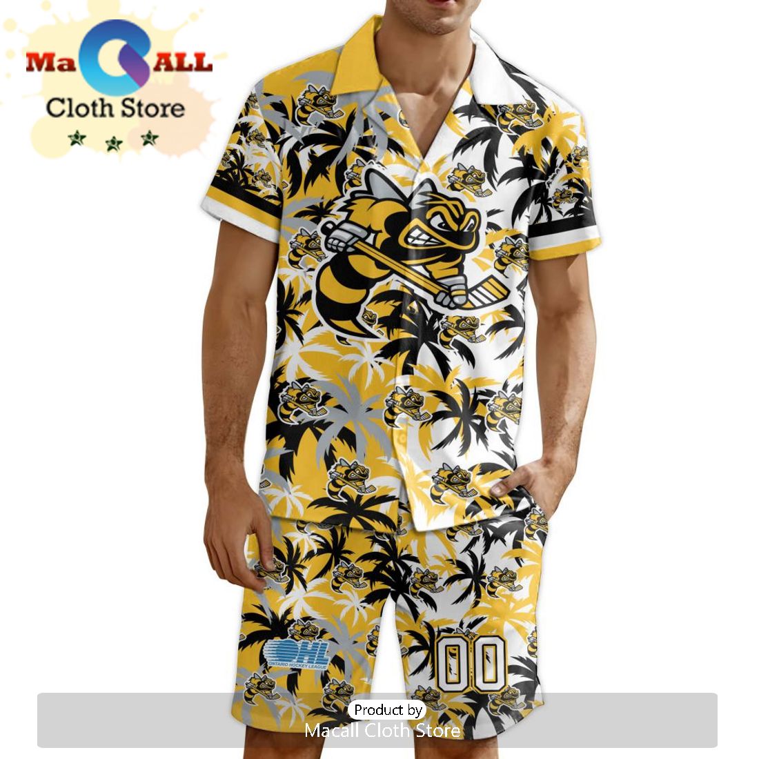 Custom Sarnia Sting Hawaiian Shirt And Short Pant Using Mix Home Away Jersey