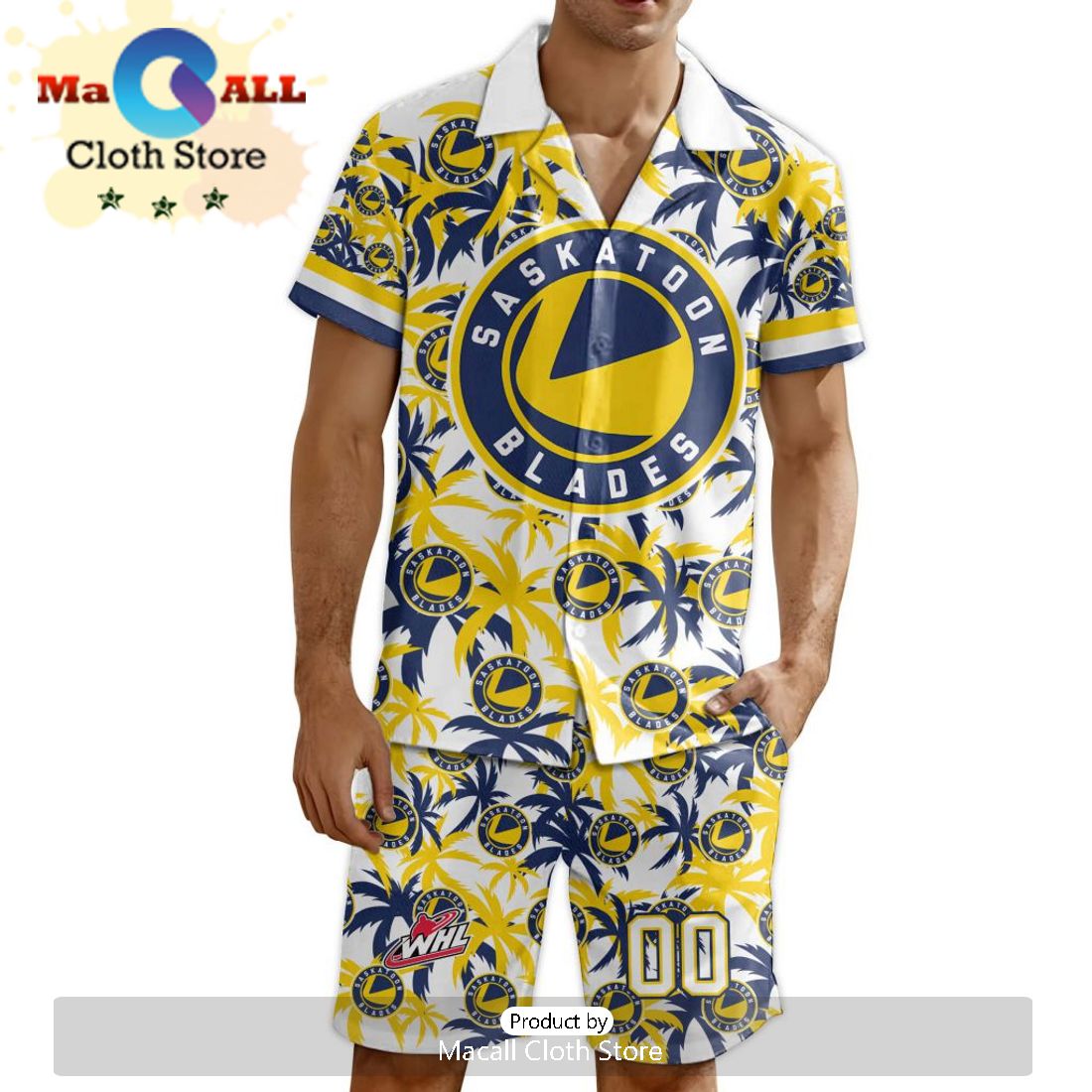 Custom Saskatoon Blades Hawaiian Shirt And Short Pant Using Away Jersey