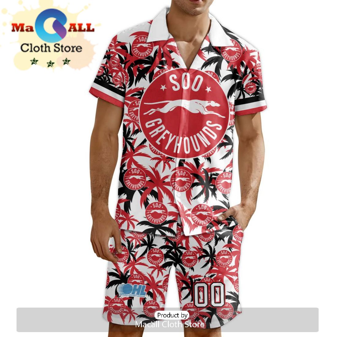 Custom Sault Ste. Marie Greyhounds Hawaiian Shirt And Short Pant Using Away Jersey