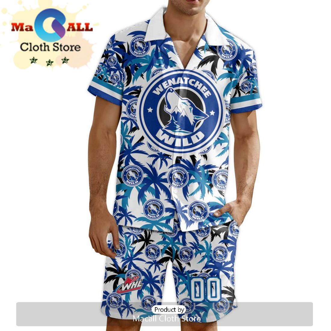 Custom Wenatchee Wild Hawaiian Shirt And Short Pant Using Away Jersey