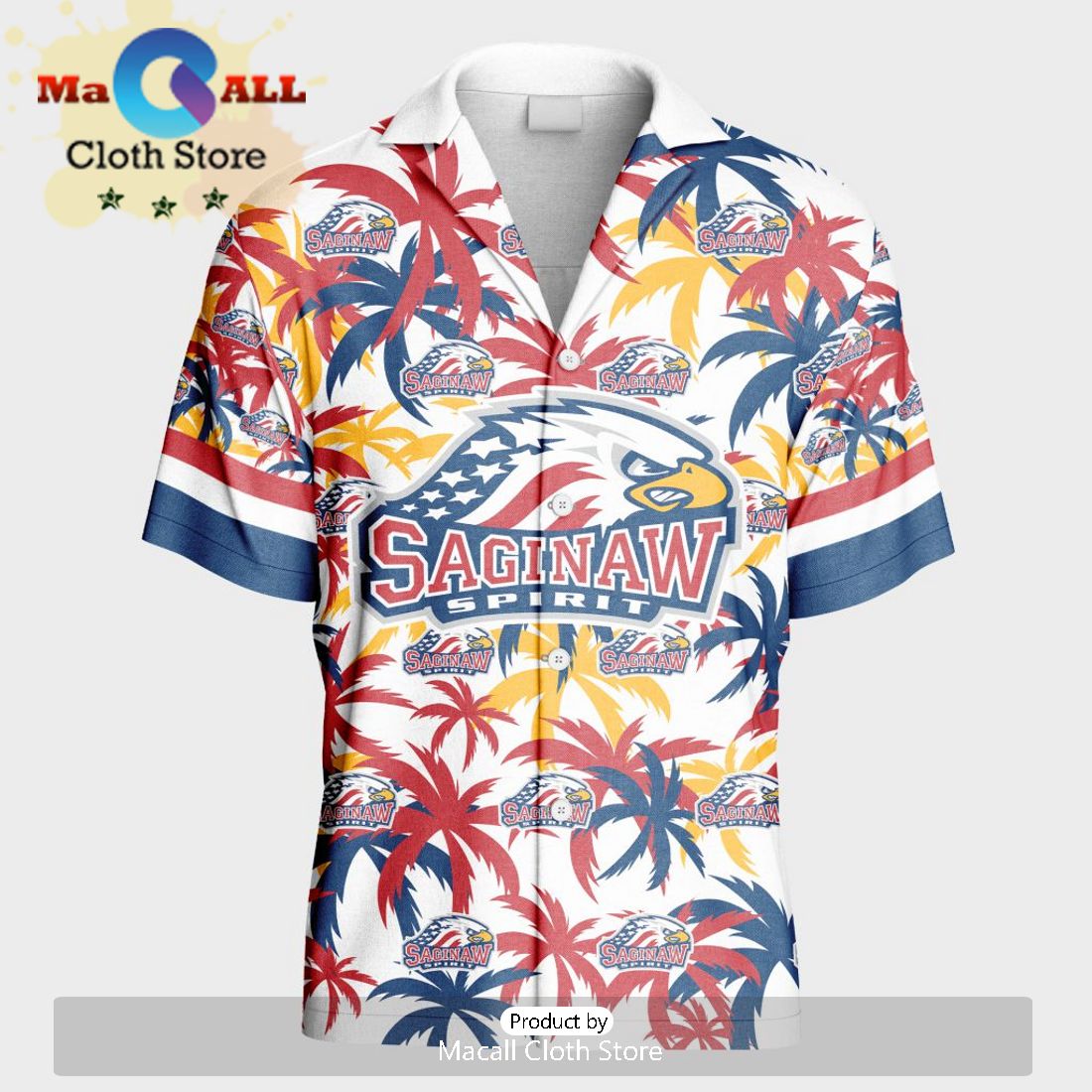 Custom Saginaw Spirit Hawaiian Shirt And Short Pant Using Away Jersey
