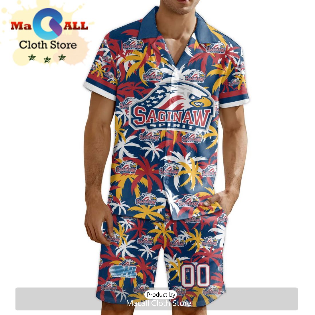 Custom Saginaw Spirit Hawaiian Shirt And Short Pant Using Home Jersey
