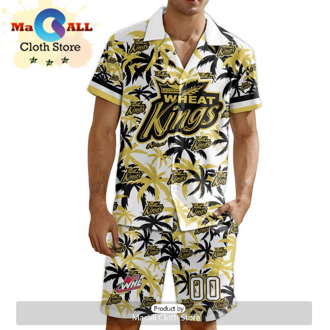Custom Brandon Wheat Kings Hawaiian Shirt And Short Pant Using Away Jersey