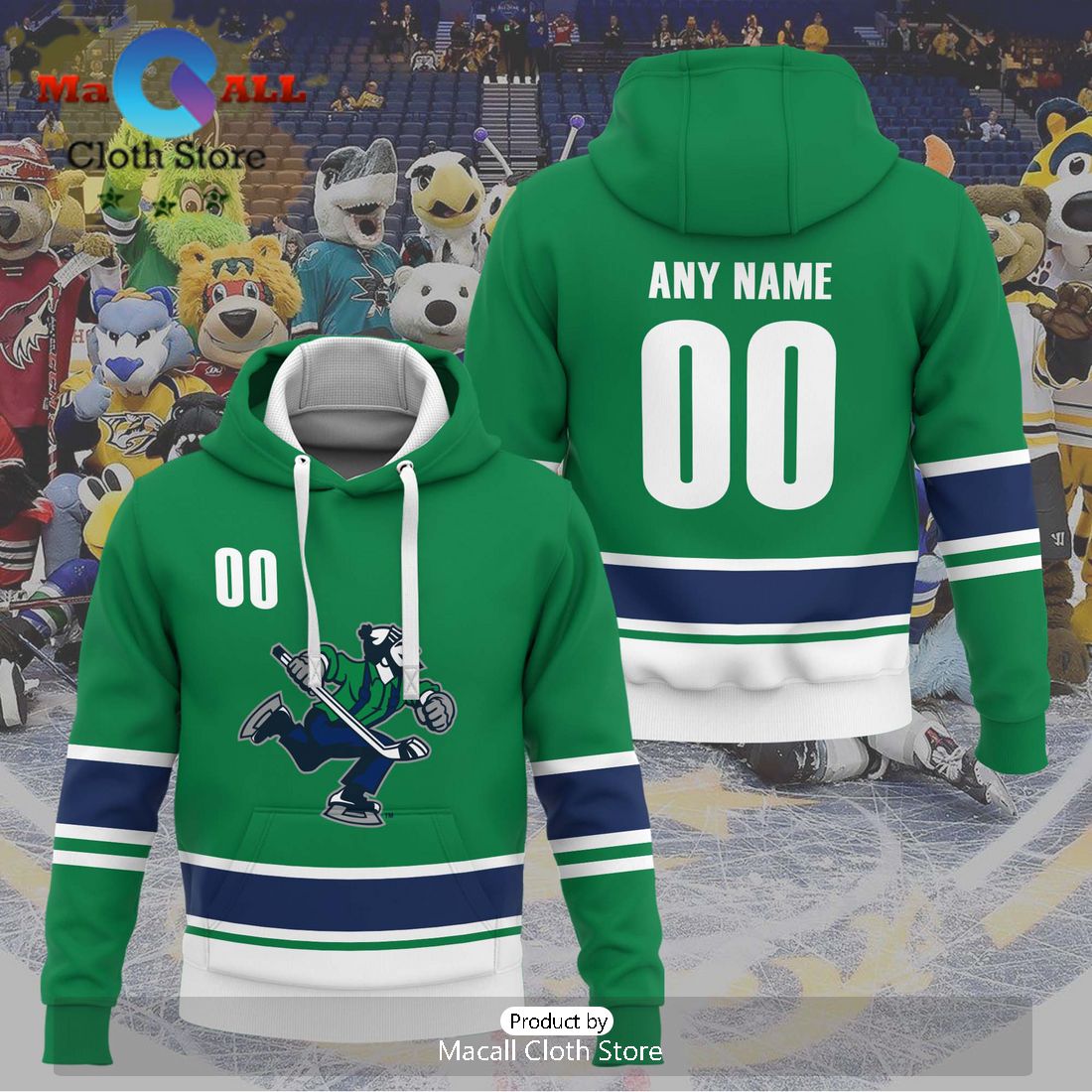 Personalized AHL Abbotsford Canucks Men’s and Women Green Hoodie