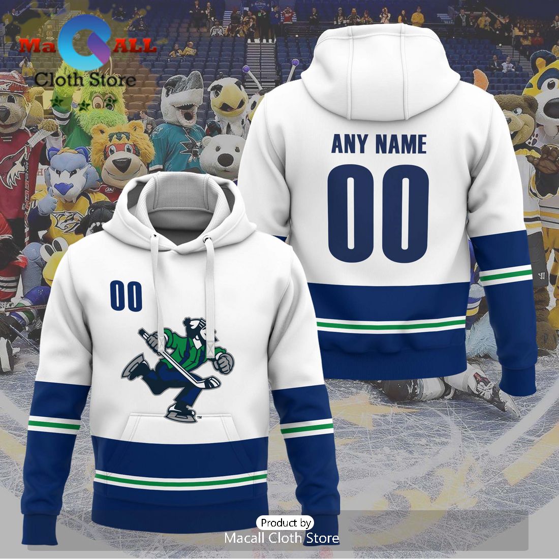 Personalized AHL Abbotsford Canucks Men’s and Women White Hoodie