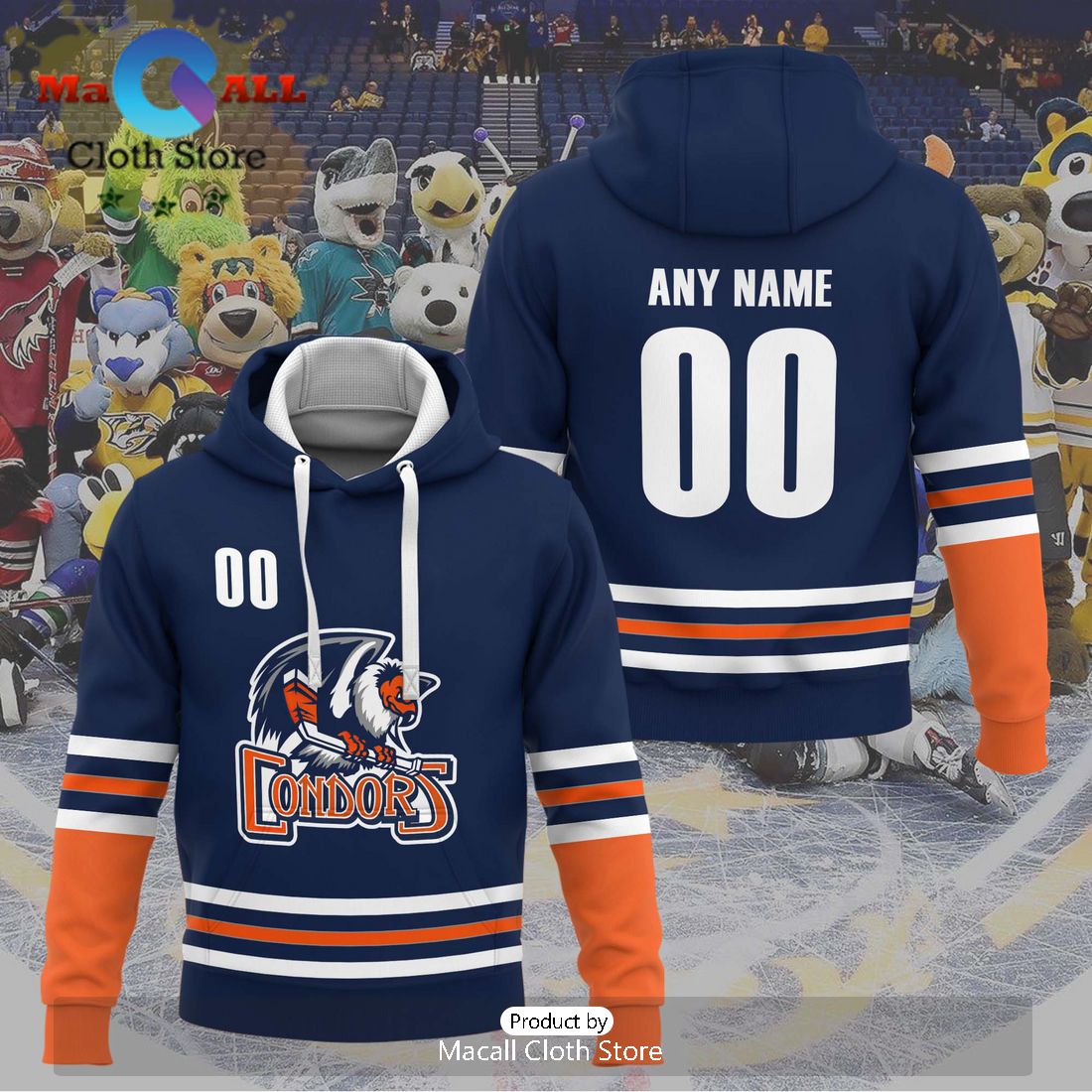 Personalized AHL Bakersfield Condors Men’s and Women Navy Hoodie