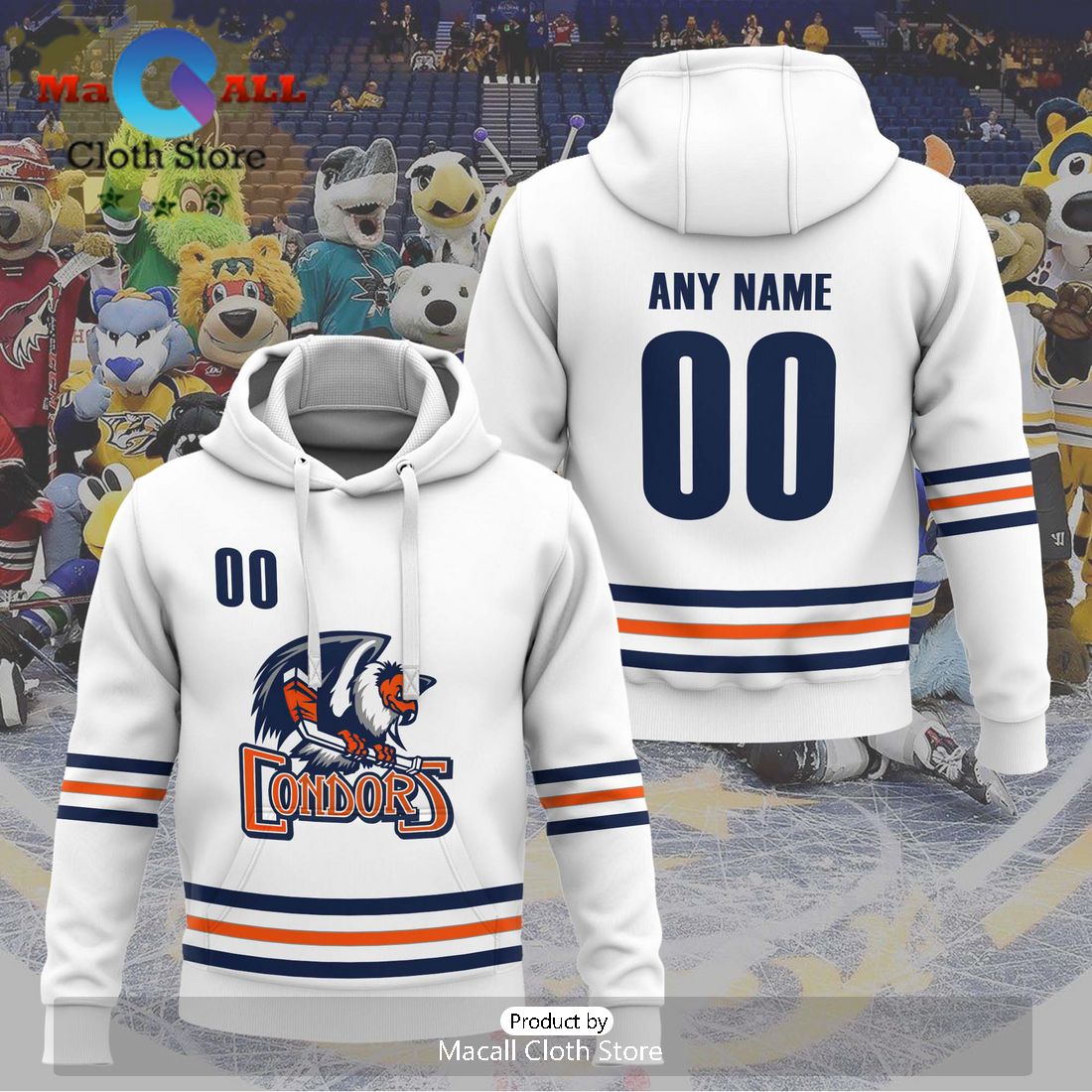 Personalized AHL Bakersfield Condors Men’s and Women White Hoodie