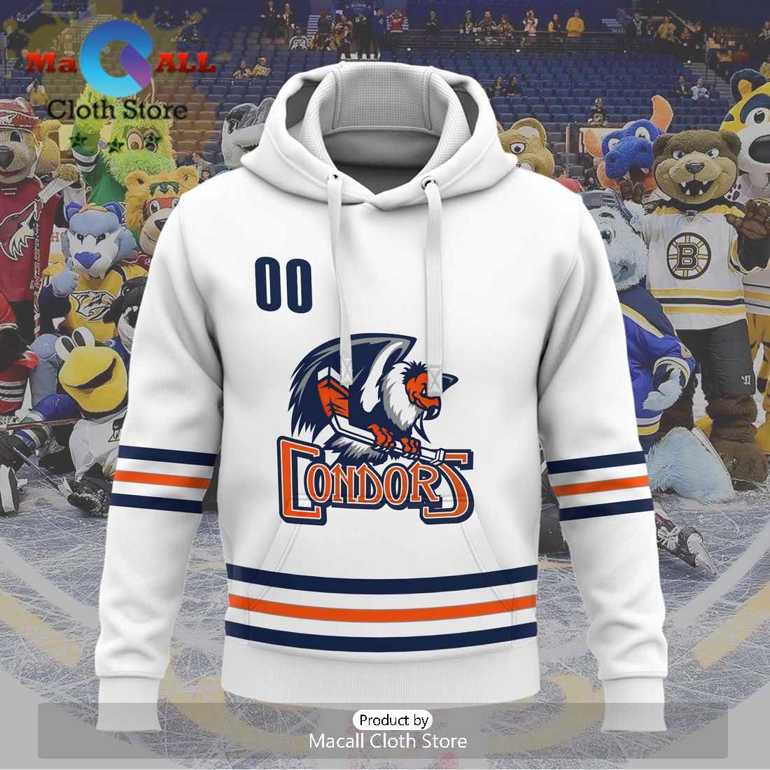 Personalized AHL Bakersfield Condors Men’s and Women White Hoodie