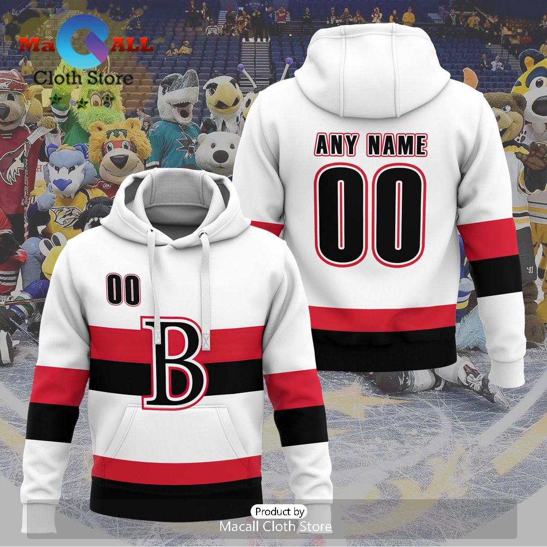 Personalized AHL Belleville Senators Men’s and Women White Hoodie