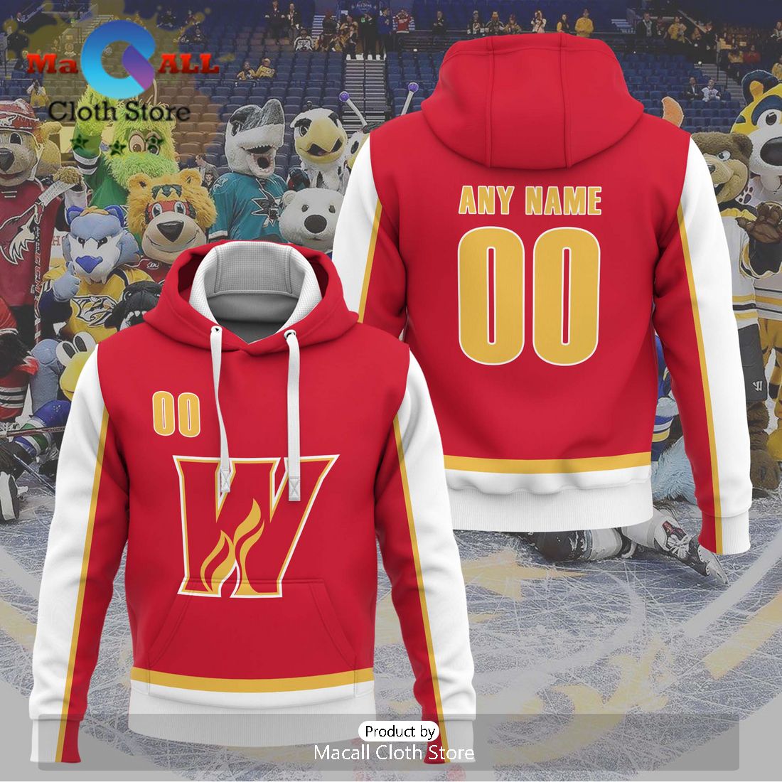Personalized AHL Calgary Wranglers Men’s and Women Red Hoodie
