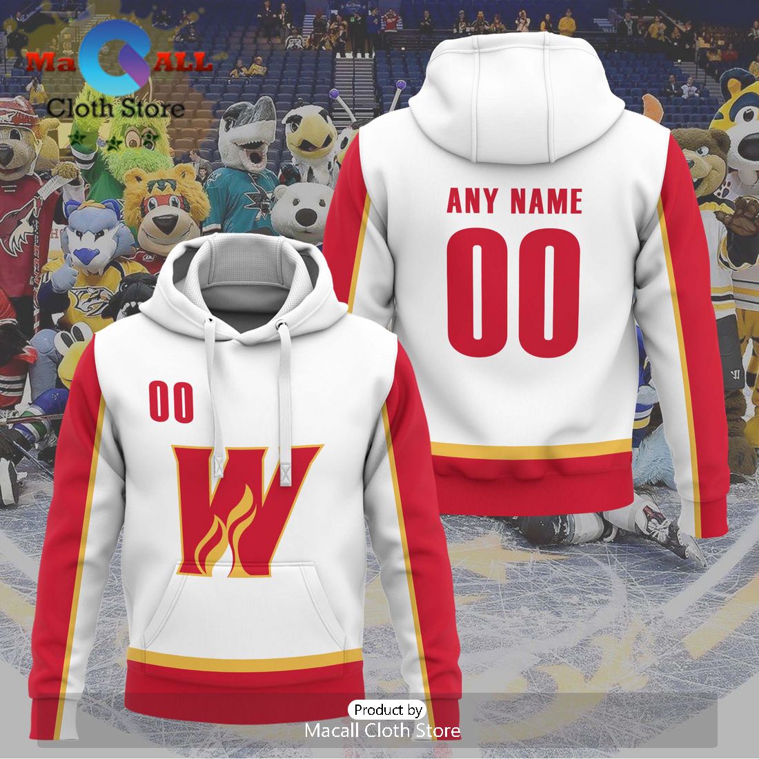 Personalized AHL Calgary Wranglers Men’s and Women White Hoodie
