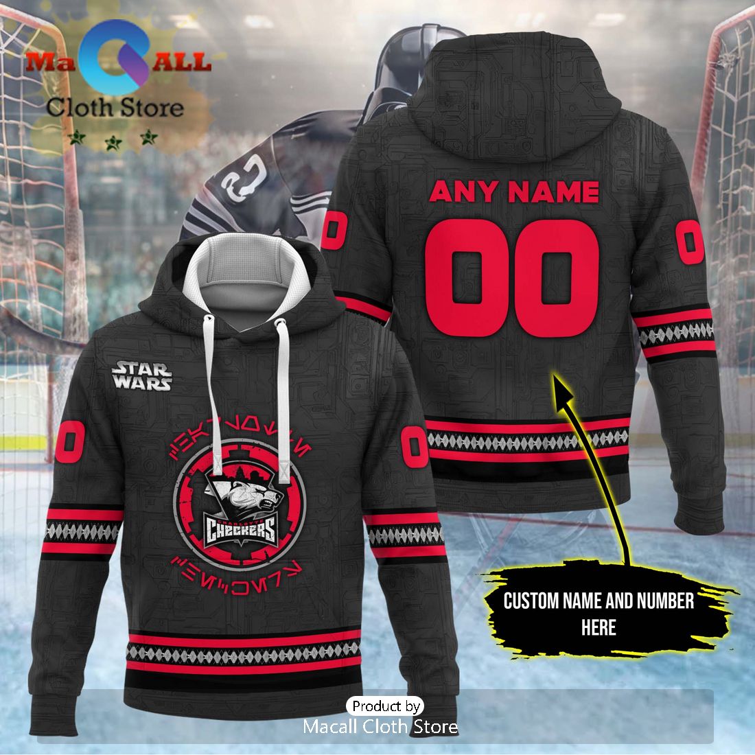Personalized AHL Charlotte Checkers Men’s and Women Black Hoodie