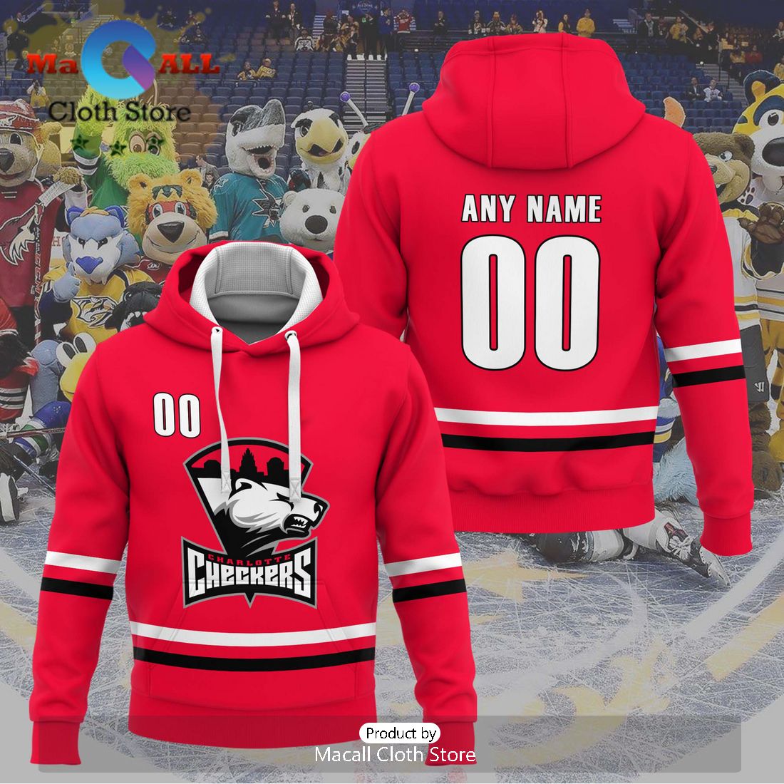 Personalized AHL Charlotte Checkers Men’s and Women Red Hoodie