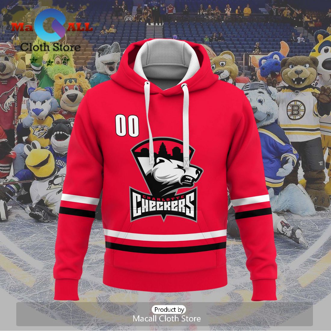 Personalized AHL Charlotte Checkers Men’s and Women Red Hoodie