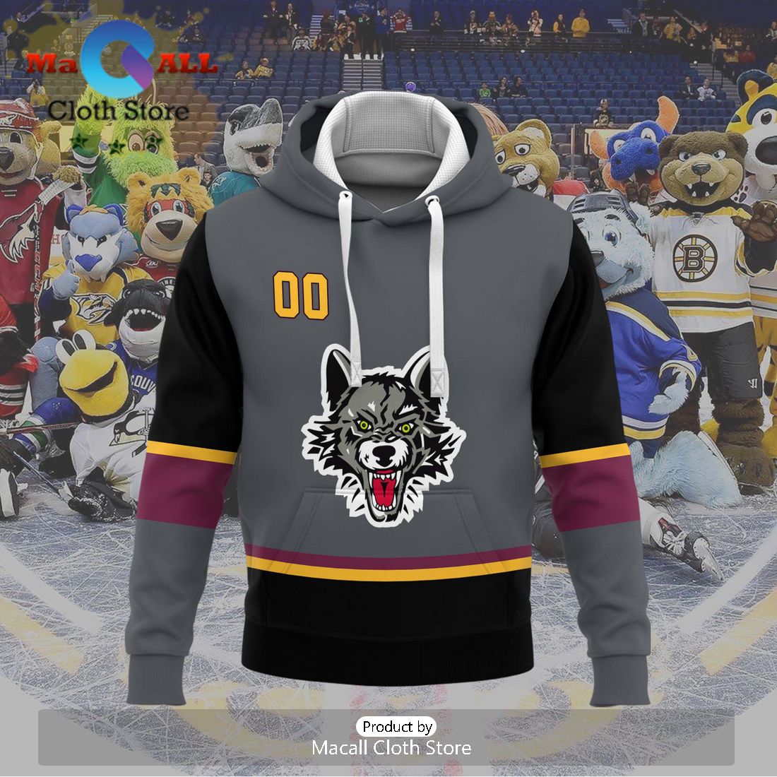 Personalized AHL Chicago Wolves Men’s and Women Grey Hoodie