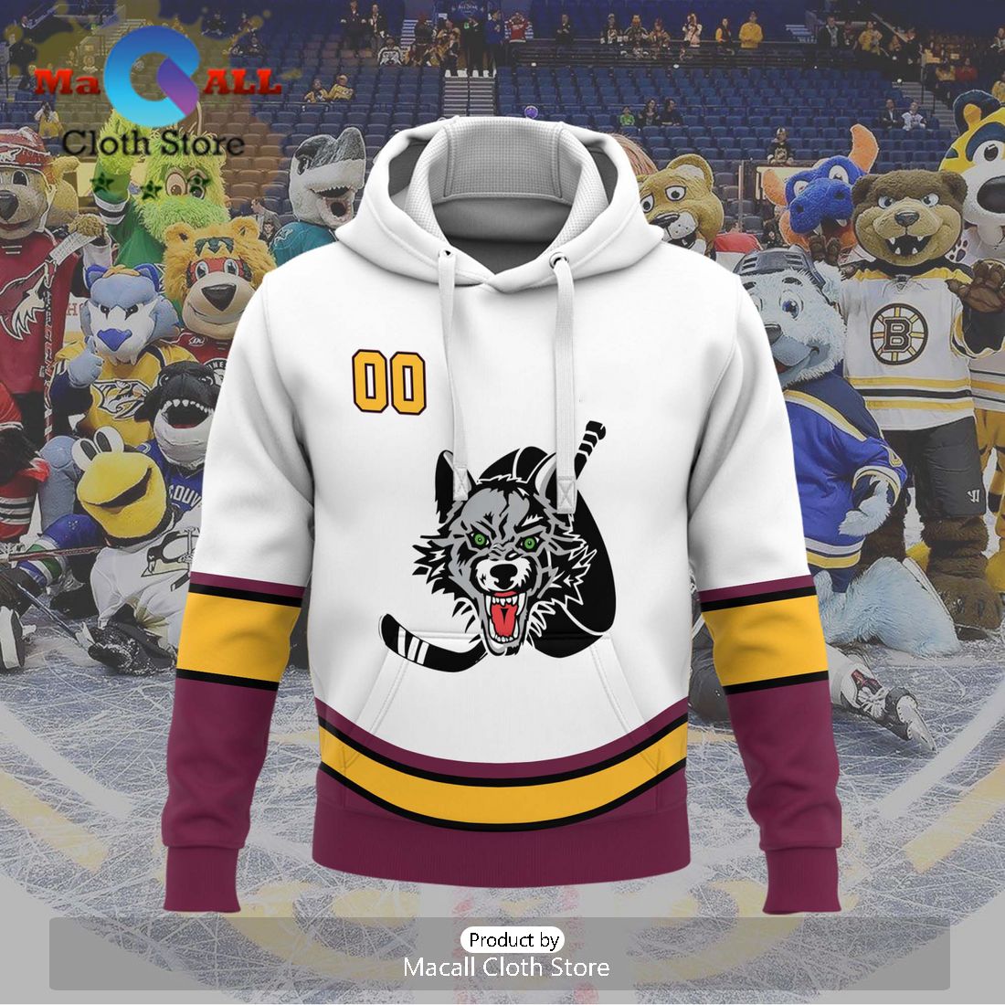 Personalized AHL Chicago Wolves Men’s and Women White Hoodie