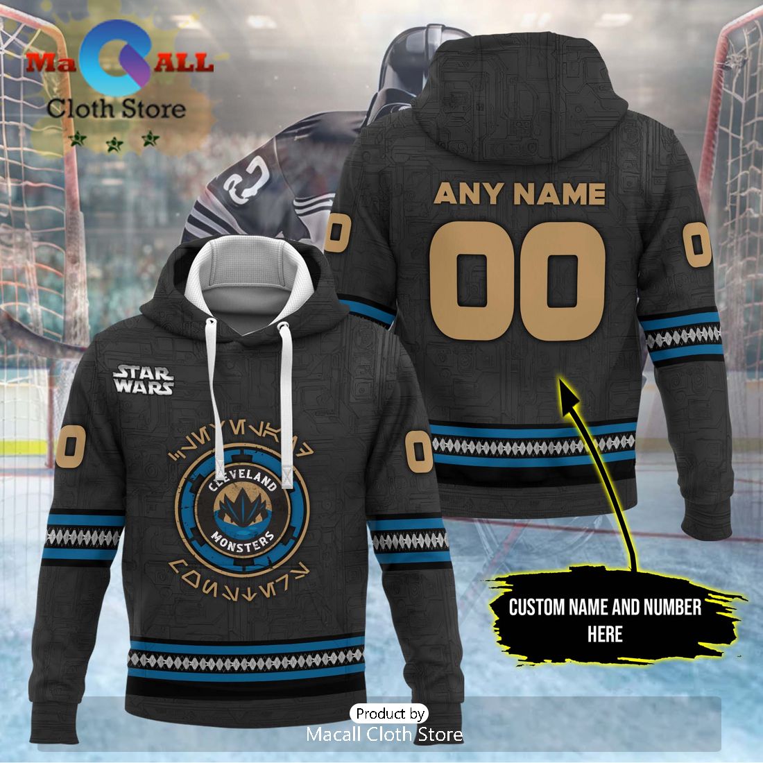 Personalized AHL Cleveland Monsters Men’s and Women Black Hoodie