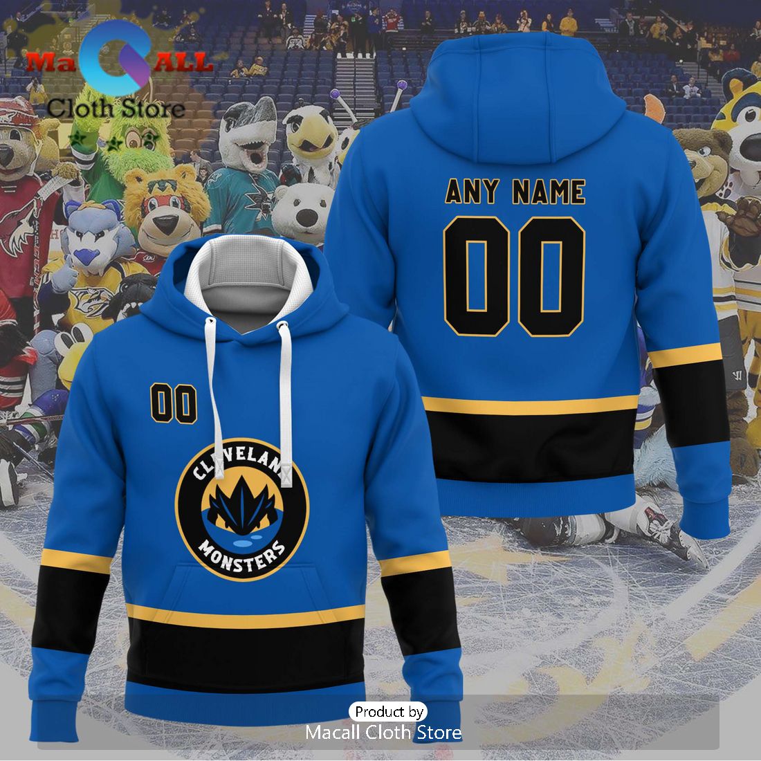 Personalized AHL Cleveland Monsters Men’s and Women Navy Hoodie