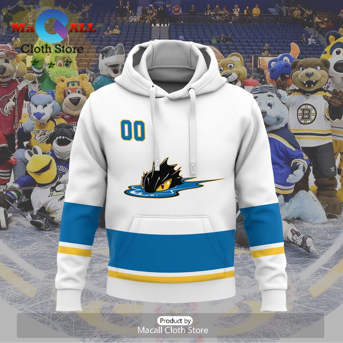 Personalized AHL Cleveland Monsters Men’s and Women White Hoodie