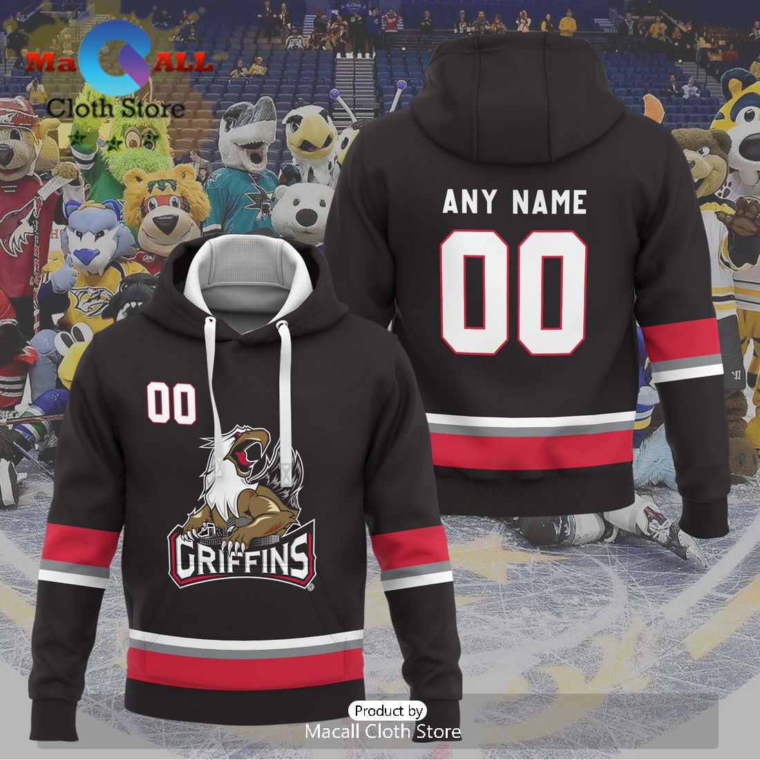 Personalized AHL Grand Rapids Griffins Men’s and Women Black Hoodie