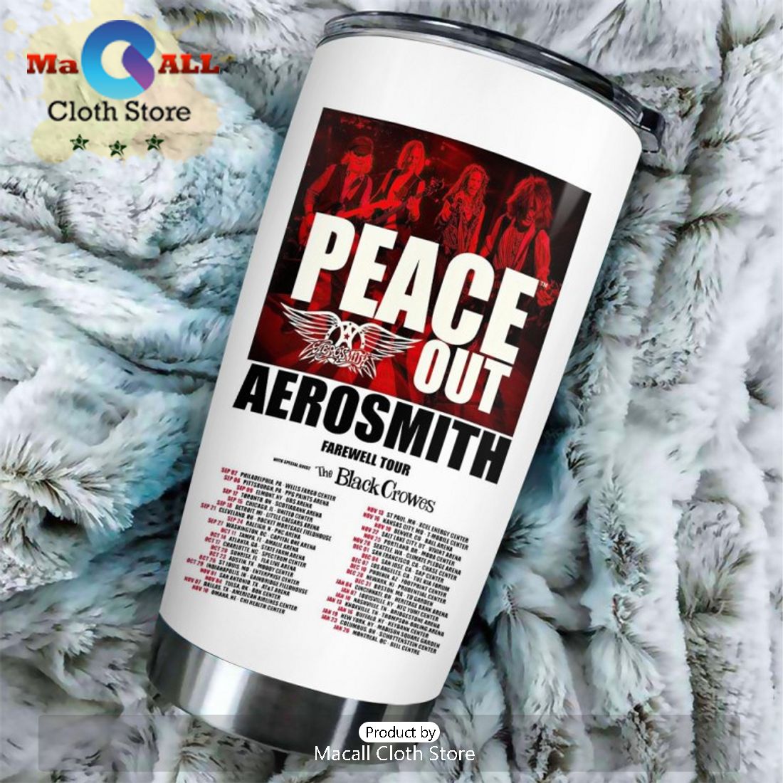 Peace Out Aerosmith Farewell Tour White Tumbler Cup