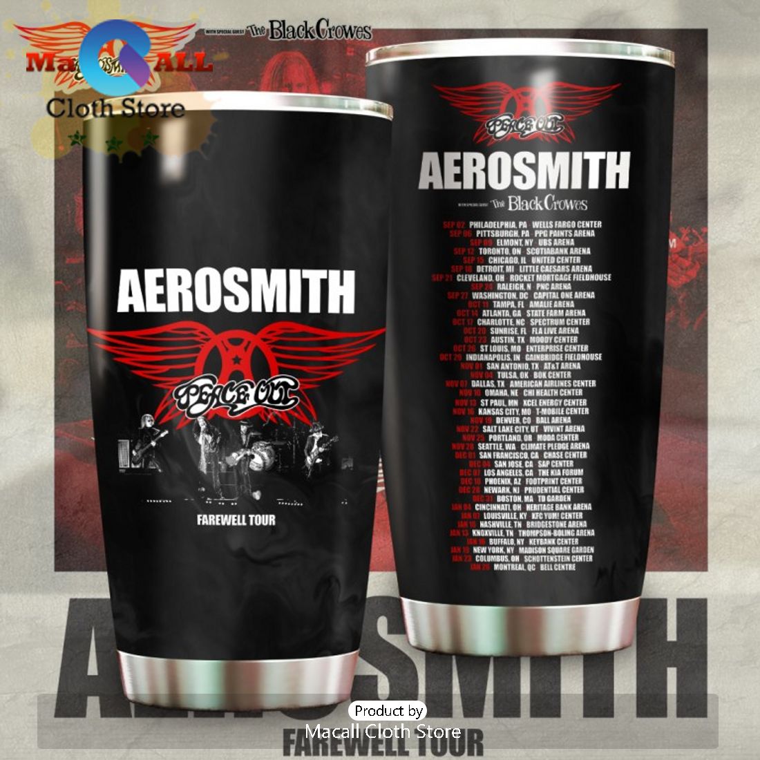Peace Out Aerosmith Limited Tumbler Cup