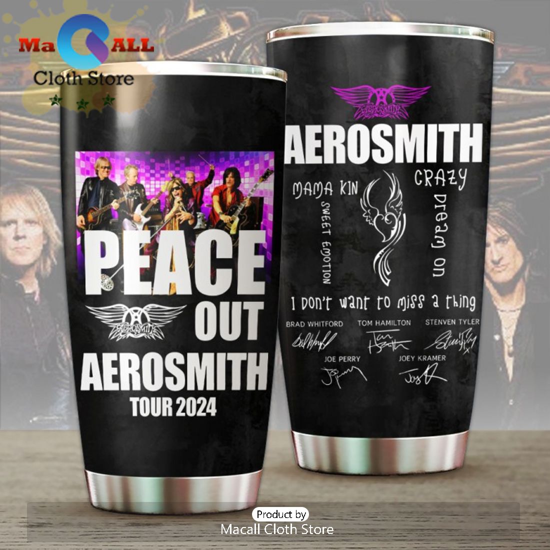 Peace Out Aerosmith Tour 2024 Tumbler Cup