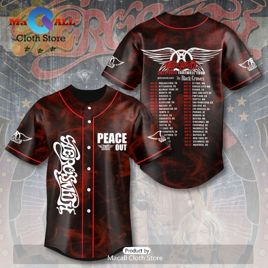 Peace Out Aerosmith Special Baseball Jersey