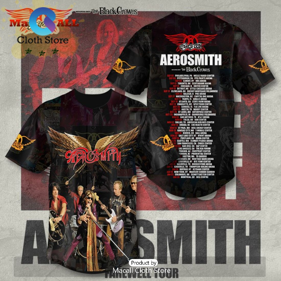 The Best Music Band Aerosmith Baseball Jersey - Macall Cloth Store ...