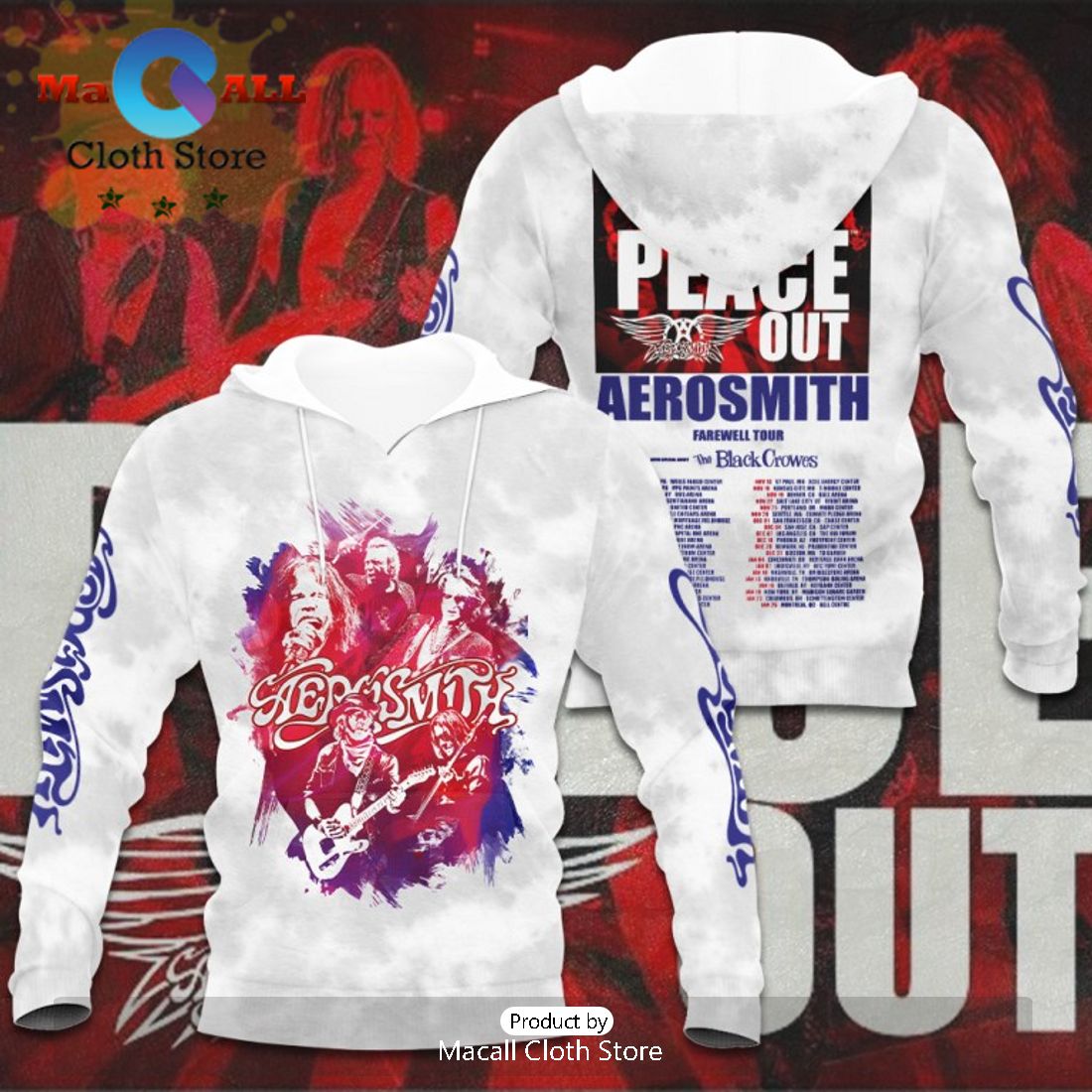 Aerosmith Farewell Tour Music Band White Hoodie
